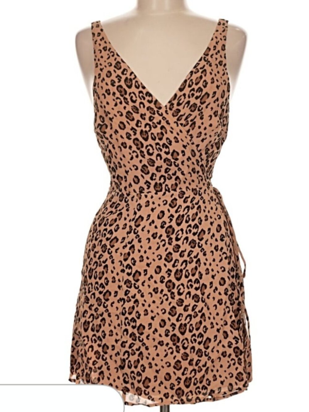 Reformation Brown Leopard Print Wrap Mini Dress Size M